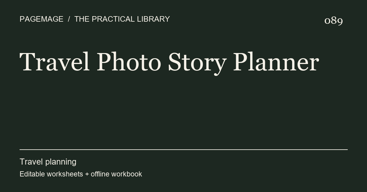 Travel Photo Story Planner digital product cover