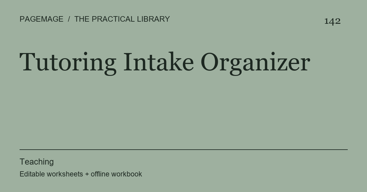 Tutoring Intake Organizer digital product cover