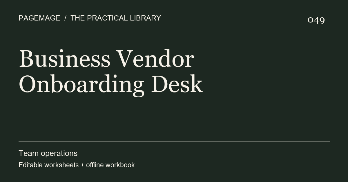 Business Vendor Onboarding Desk digital product cover