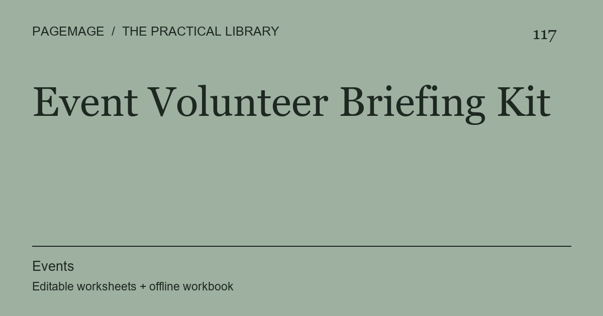 Event Volunteer Briefing Kit digital product cover