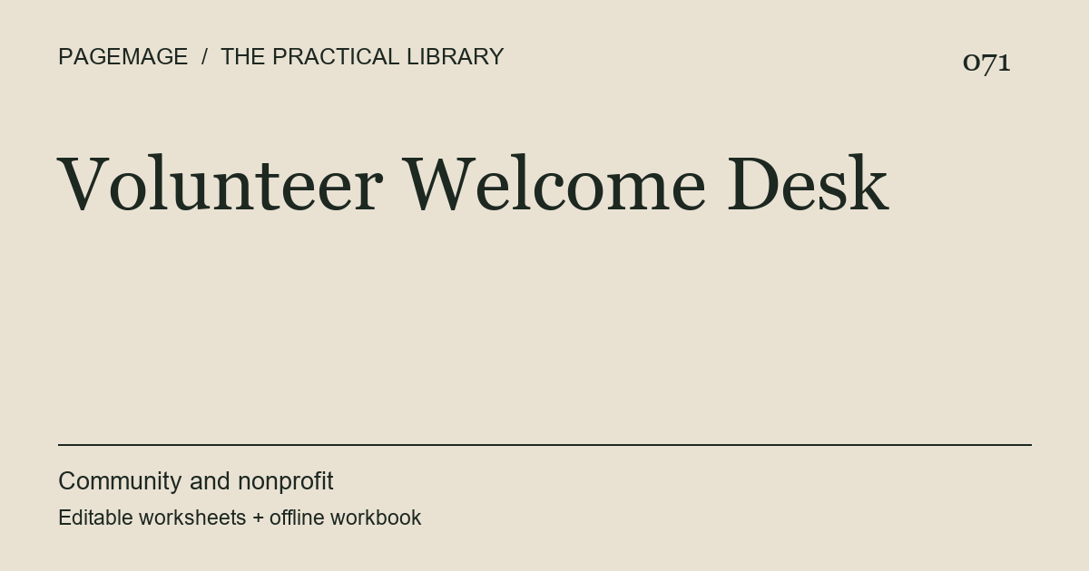 Volunteer Welcome Desk digital product cover