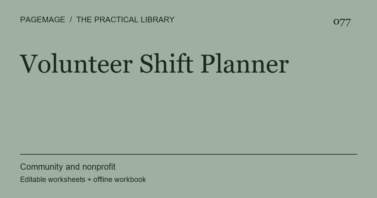 Volunteer Shift Planner digital product cover