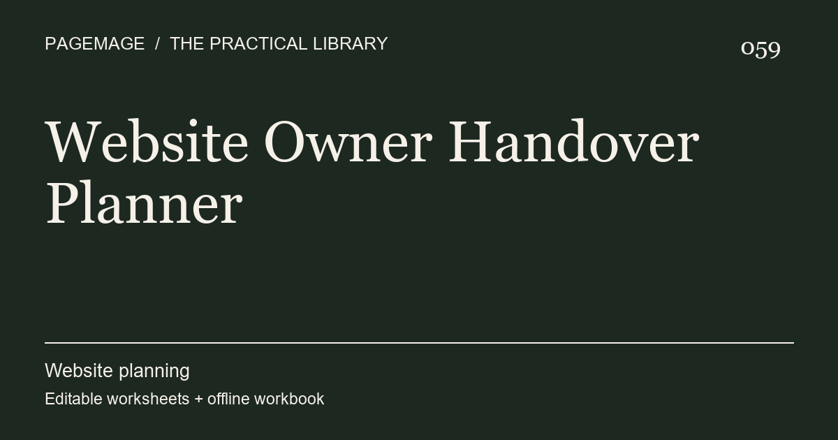 Website Owner Handover Planner digital product cover