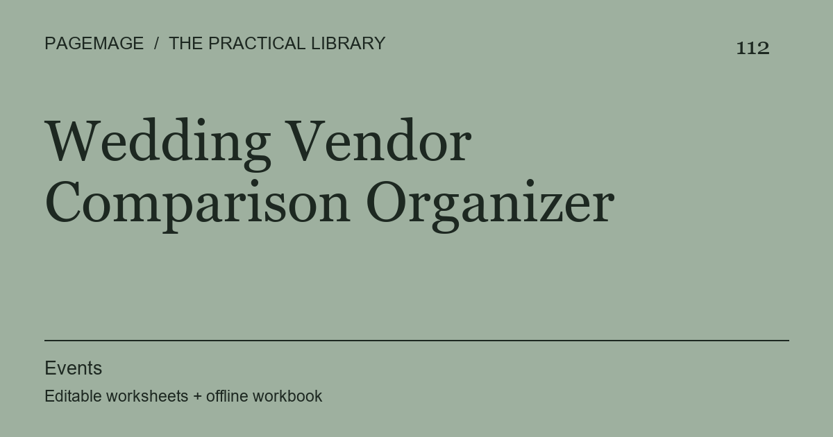 Wedding Vendor Comparison Organizer digital product cover