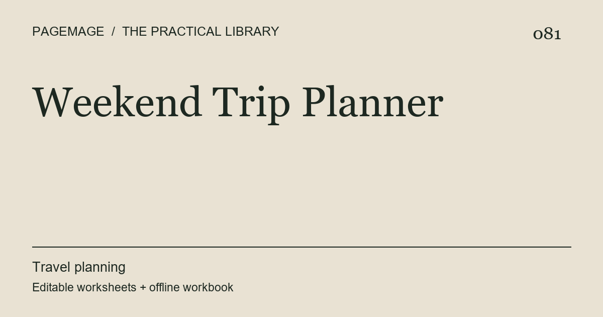 Weekend Trip Planner digital product cover
