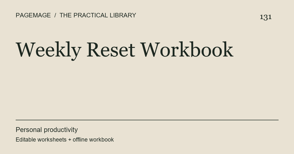 Weekly Reset Workbook digital product cover