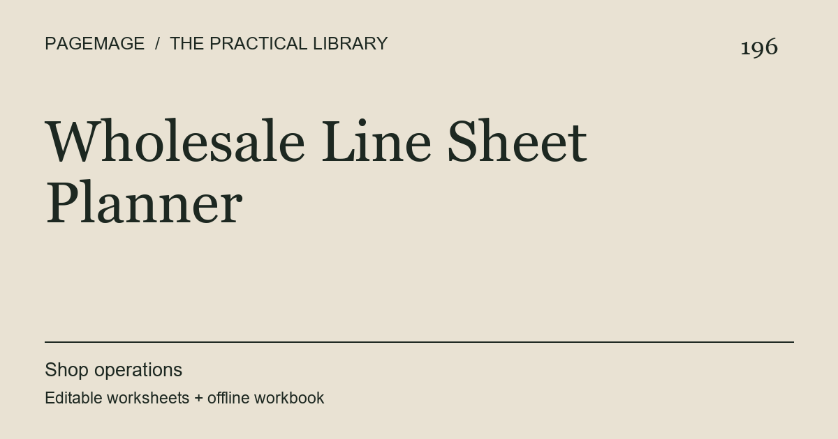 Wholesale Line Sheet Planner digital product cover
