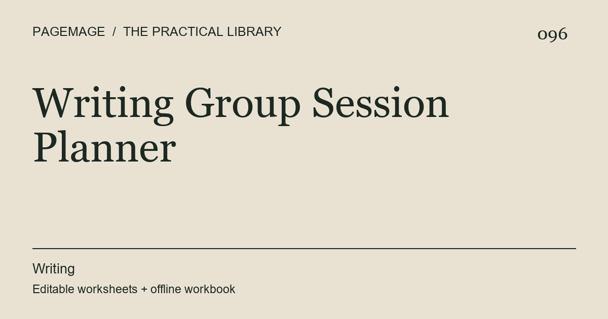 Writing Group Session Planner digital product cover