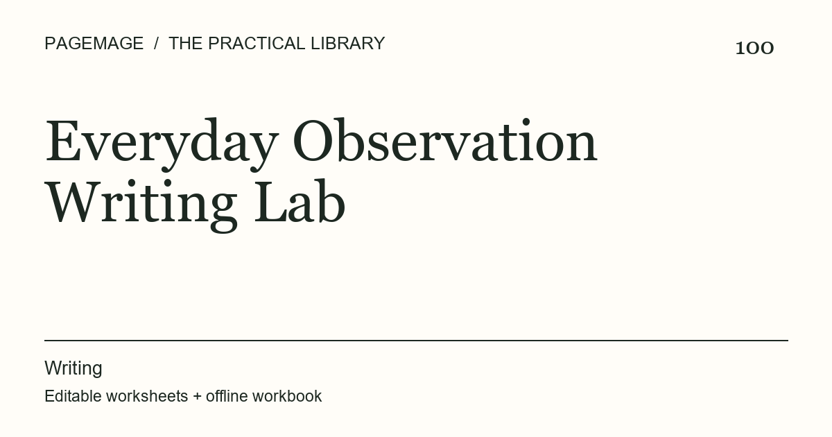 Everyday Observation Writing Lab digital product cover